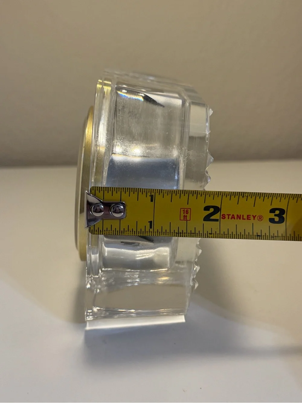 Clear Crystal Table Clock with Gold Accent